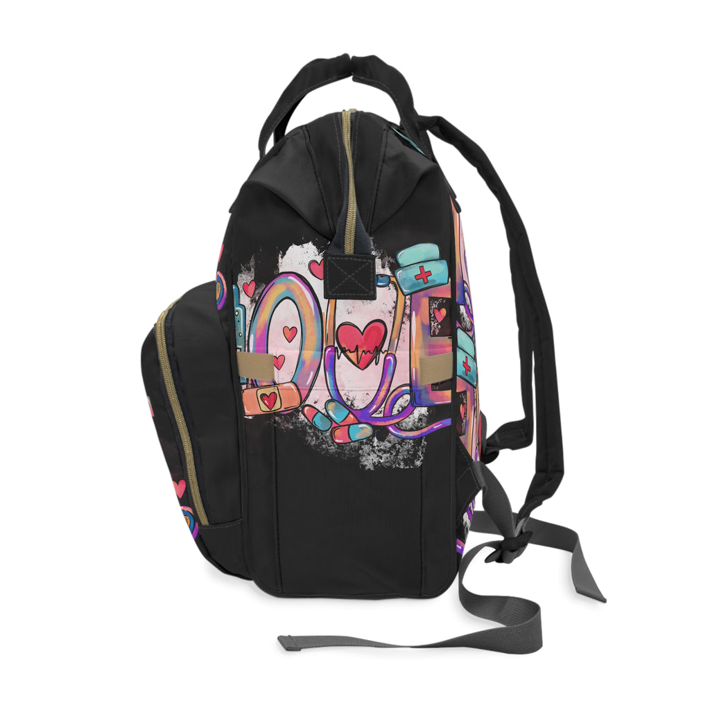 Healthcare LOVE Multifunctional Nurse Backpack | Nursing School Bag | Medical Professional Work Tote | Nurse Gift