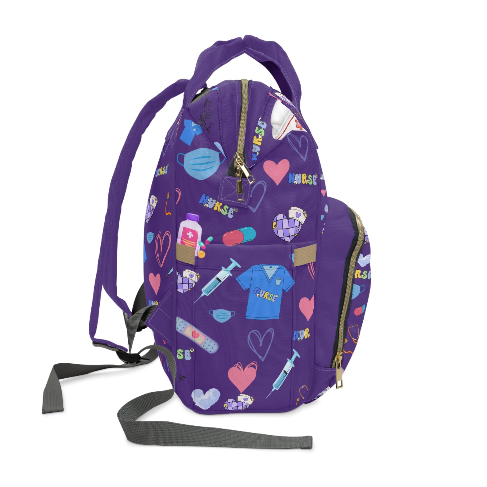 Purple Love Cute Backpack,  Healthcare Bag, Multifunctional Travel Organizer, Nurse Gift, Nurses Week
