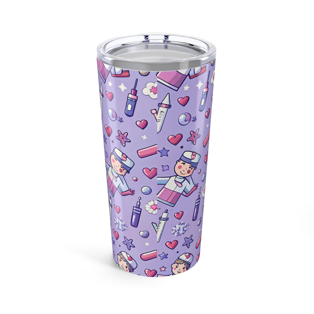 Nurse-Themed 20oz Tumbler, Cute Medical Gifts, Healthcare Professional Mug, Nurse Appreciation, Pink Pattern Travel Mug