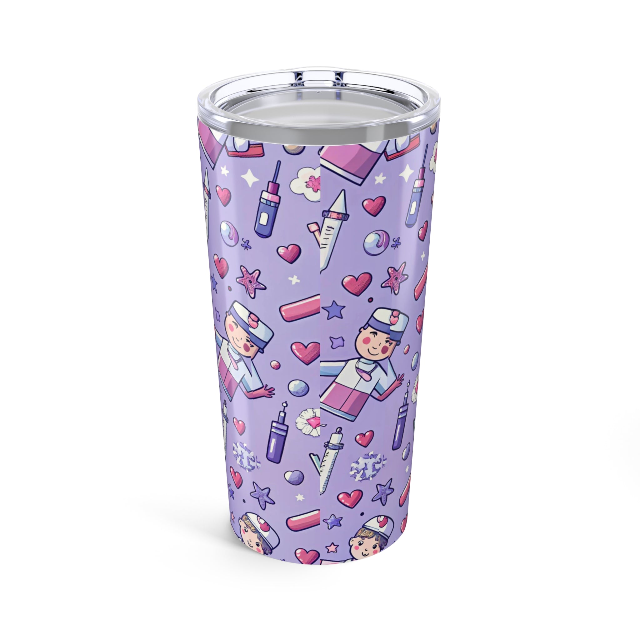 Nurse-Themed 20oz Tumbler, Cute Medical Gifts, Healthcare Professional Mug, Nurse Appreciation, Pink Pattern Travel Mug