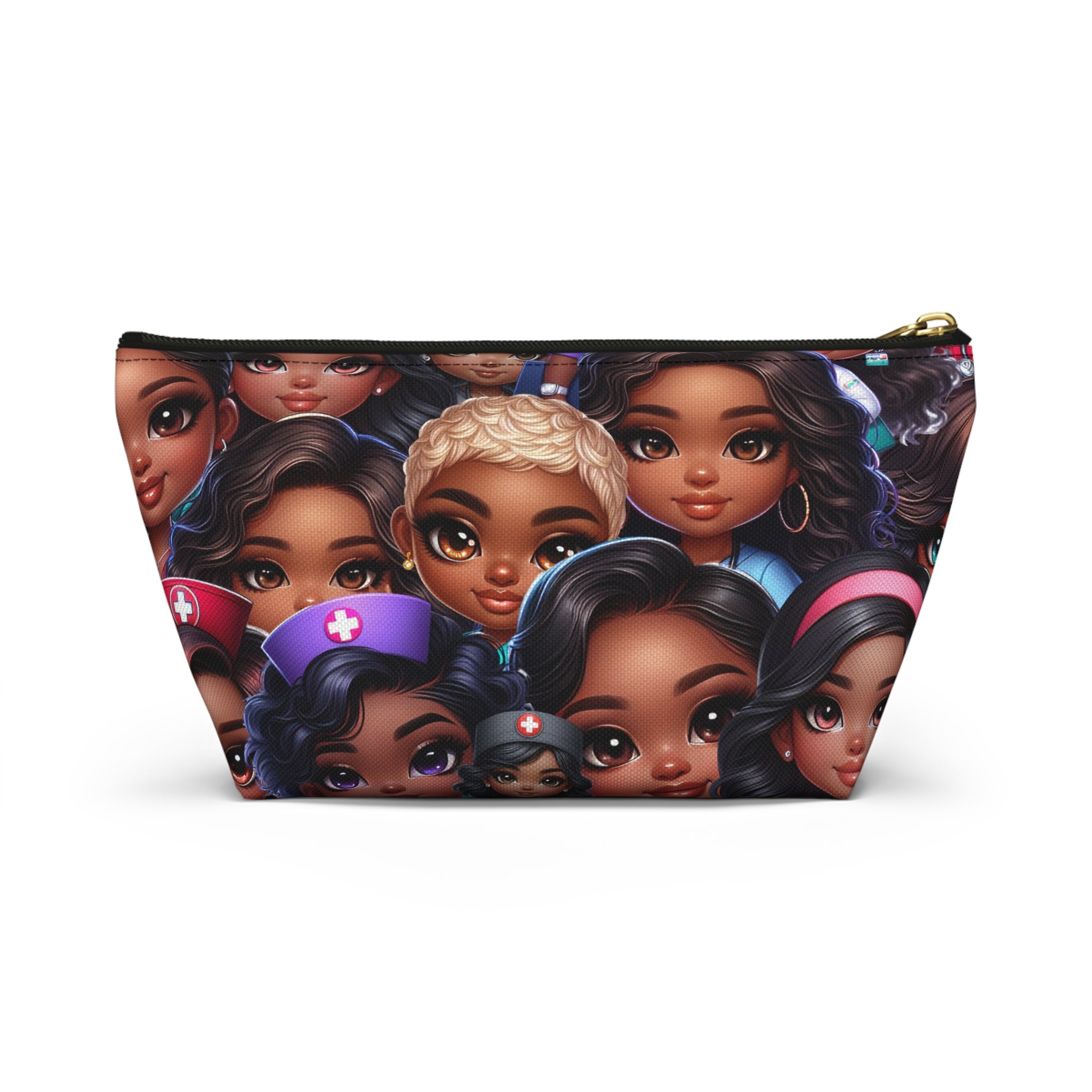 Nurse Diva Pouch, Diverse Faces Accessory Pouch, Unique Makeup Bag, Black Girl Power Pouch, Gift for Her, Nurses Week
