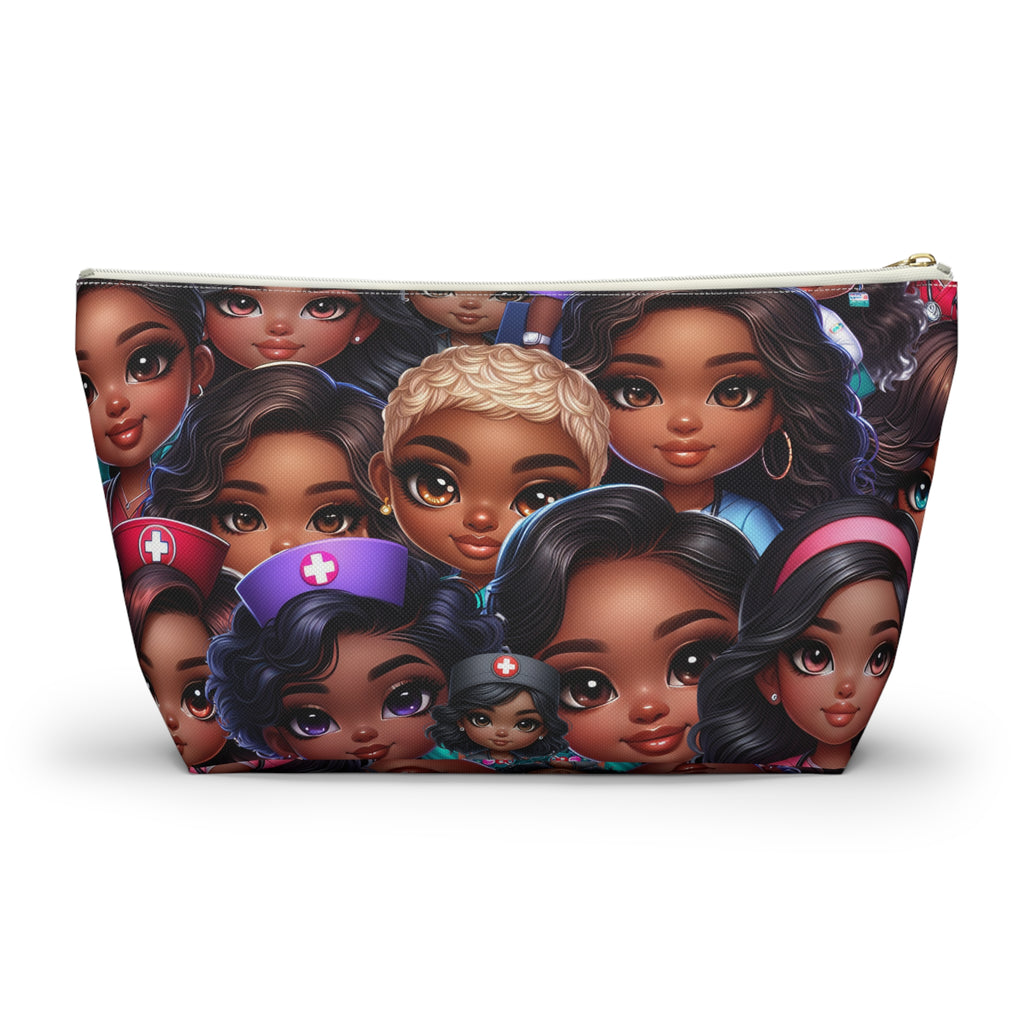 Nurse Diva Pouch, Diverse Faces Accessory Pouch, Unique Makeup Bag, Black Girl Power Pouch, Gift for Her, Nurses Week