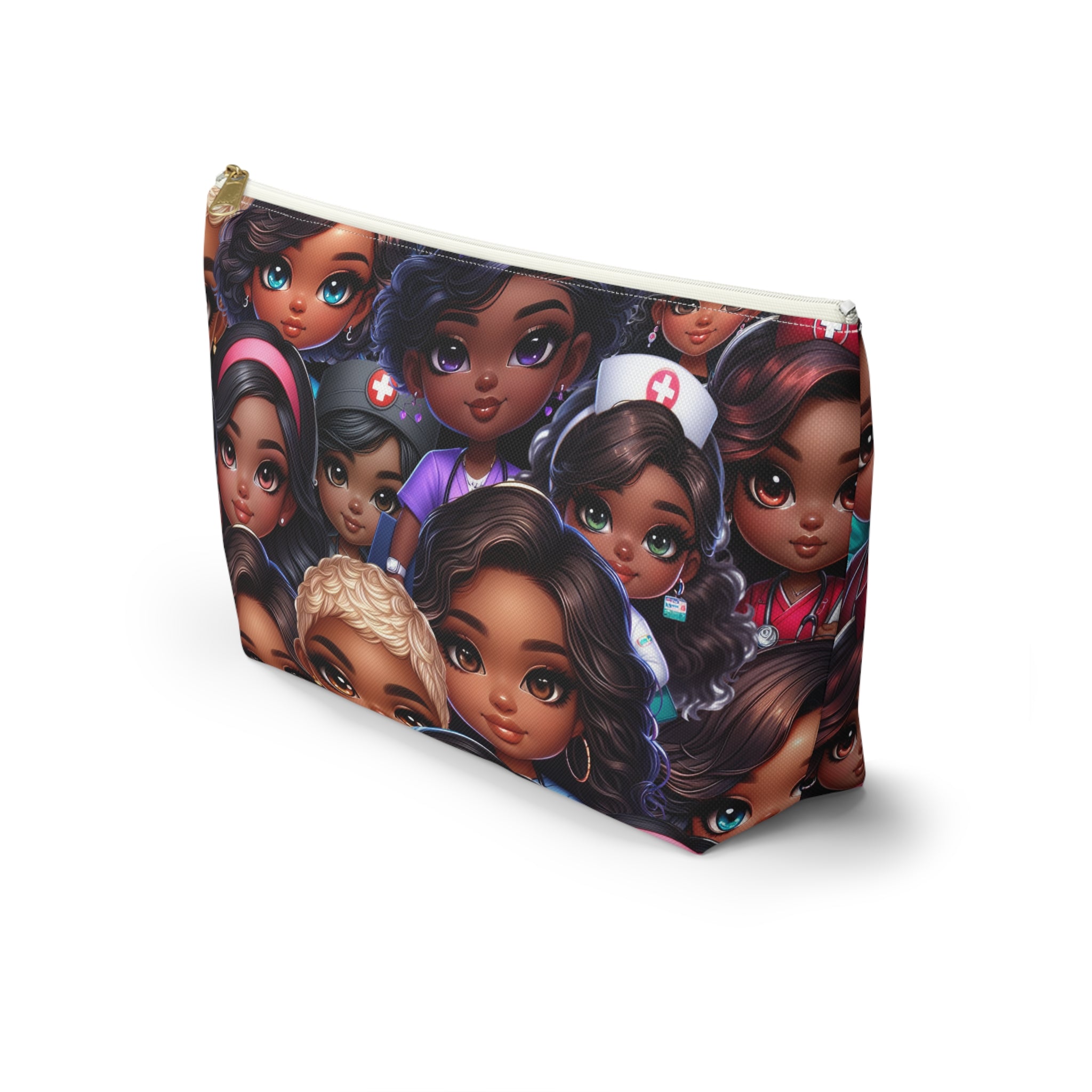 Nurse Diva Pouch, Diverse Faces Accessory Pouch, Unique Makeup Bag, Black Girl Power Pouch, Gift for Her, Nurses Week