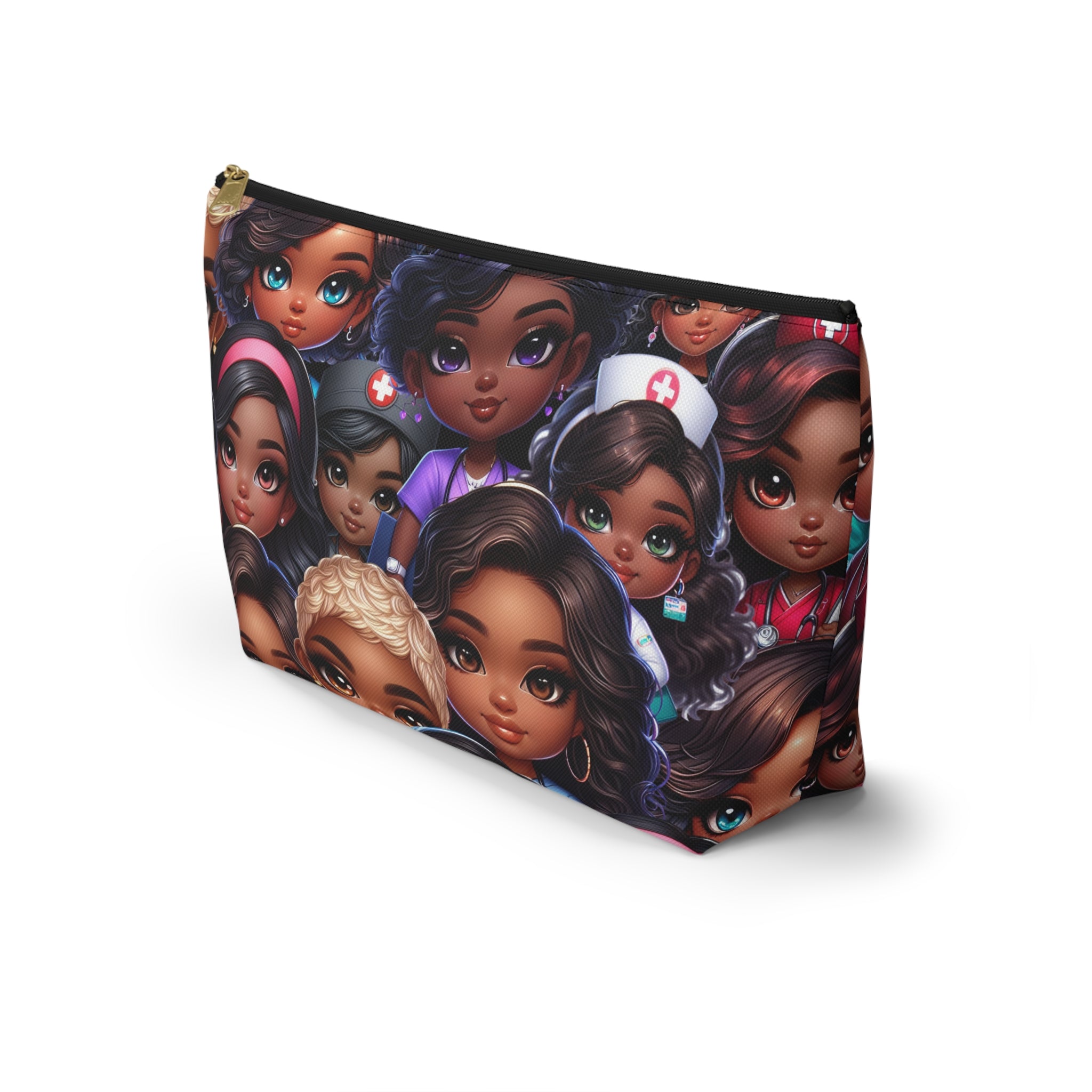 Nurse Diva Pouch, Diverse Faces Accessory Pouch, Unique Makeup Bag, Black Girl Power Pouch, Gift for Her, Nurses Week