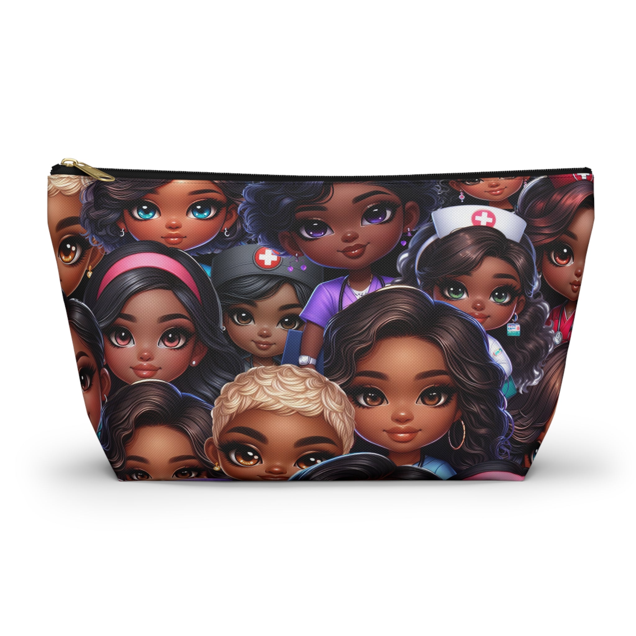 Nurse Diva Pouch, Diverse Faces Accessory Pouch, Unique Makeup Bag, Black Girl Power Pouch, Gift for Her, Nurses Week