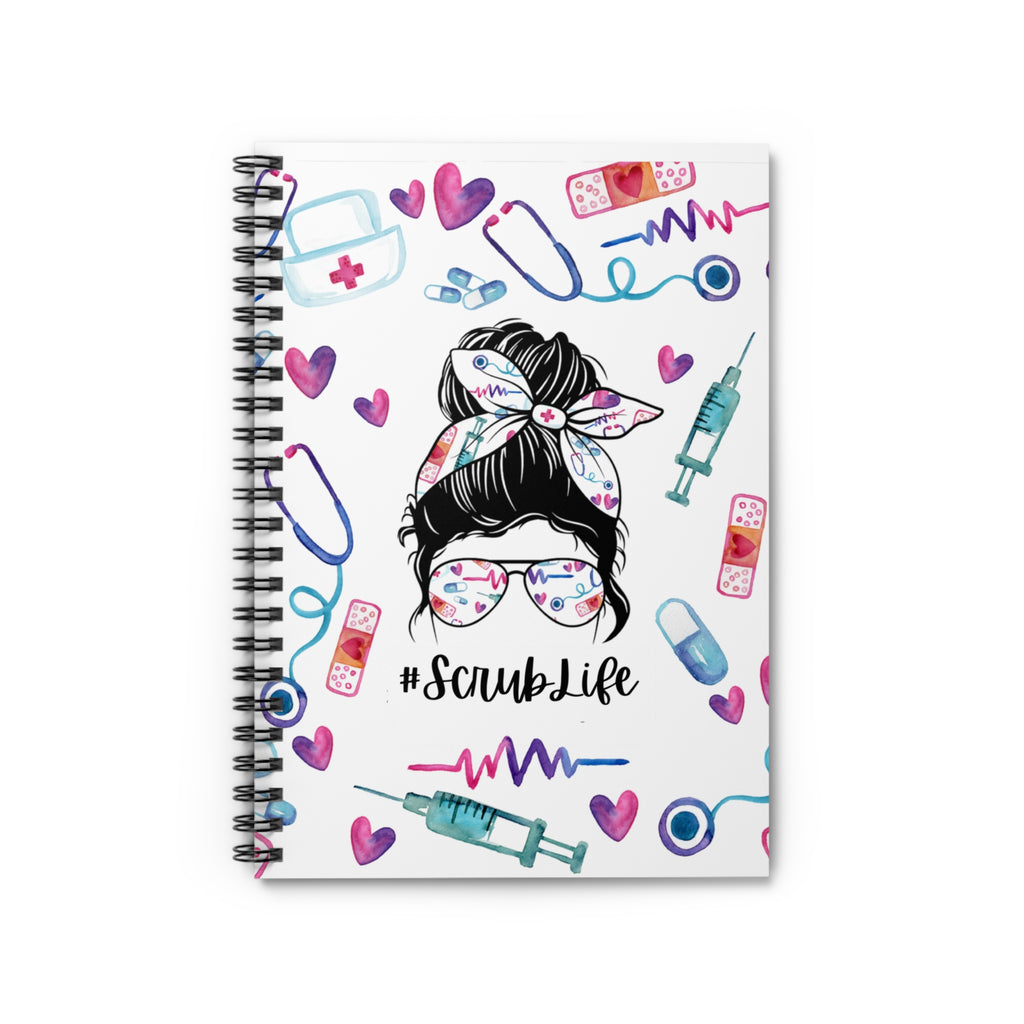 Nurse Inspired Spiral Notebook - #ScrubLife, Medical Journal, Gifts for Healthcare Workers, Cute Stationery, Nurse Appreciation