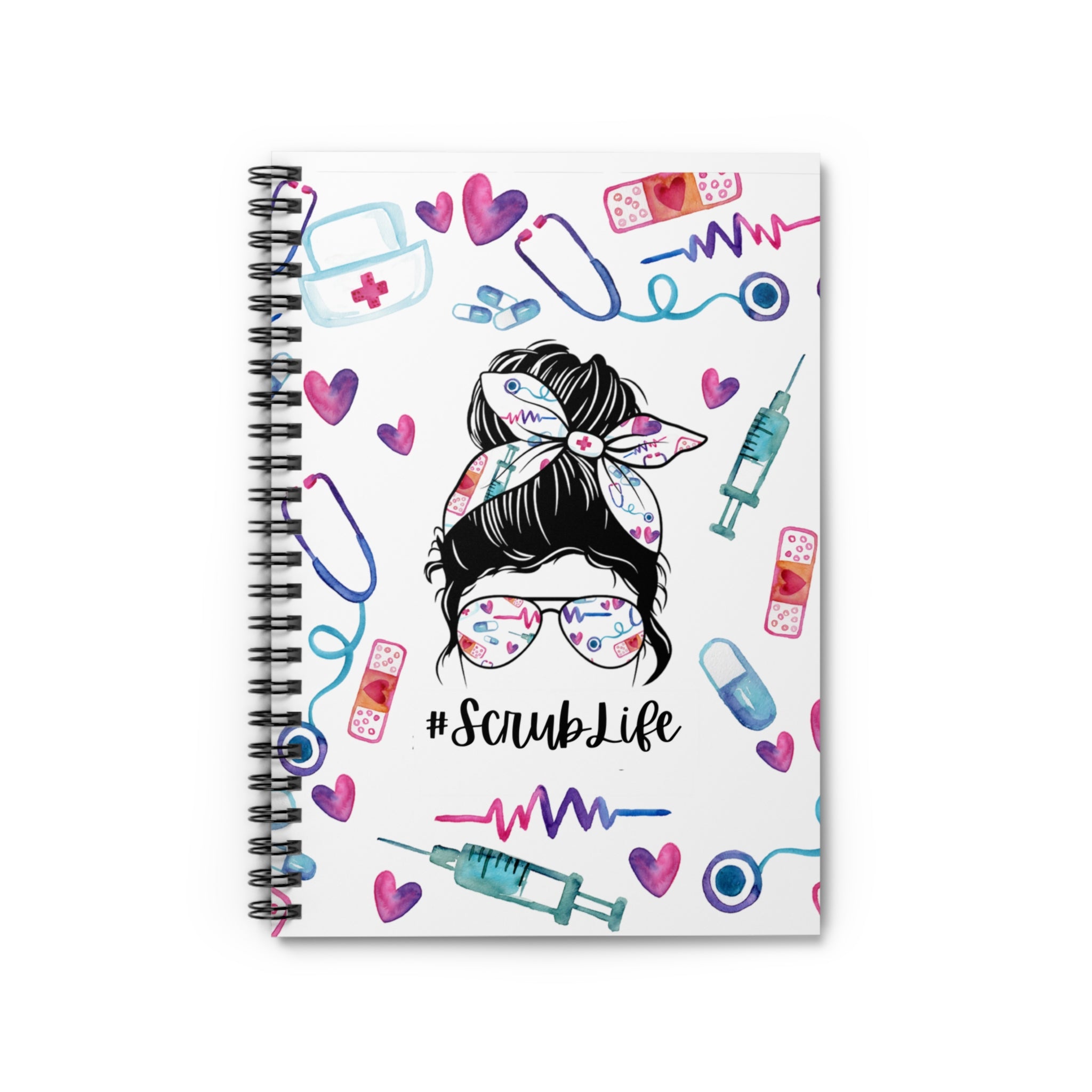 Nurse Inspired Spiral Notebook - #ScrubLife, Medical Journal, Gifts for Healthcare Workers, Cute Stationery, Nurse Appreciation