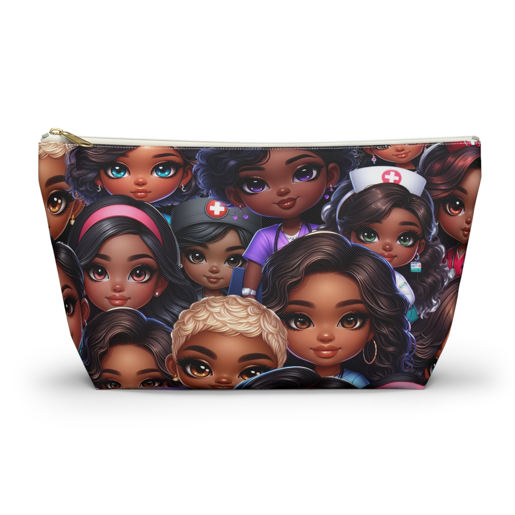 Nurse Diva Pouch, Diverse Faces Accessory Pouch, Unique Makeup Bag, Black Girl Power Pouch, Gift for Her, Nurses Week