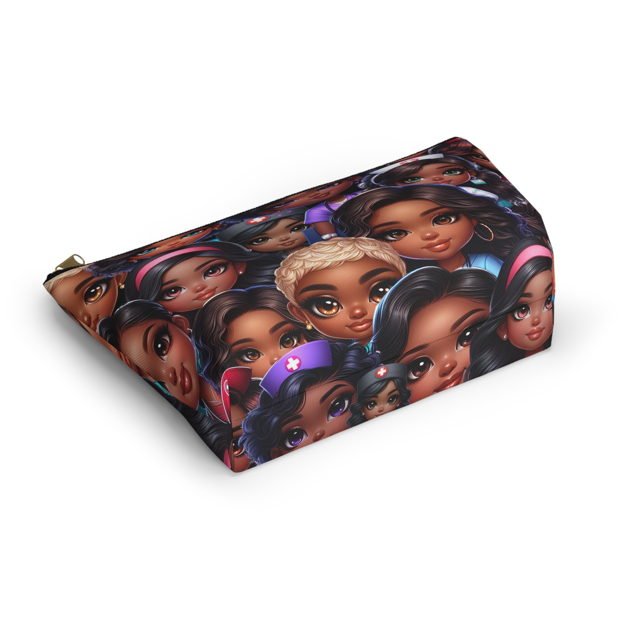 Nurse Diva Pouch, Diverse Faces Accessory Pouch, Unique Makeup Bag, Black Girl Power Pouch, Gift for Her, Nurses Week