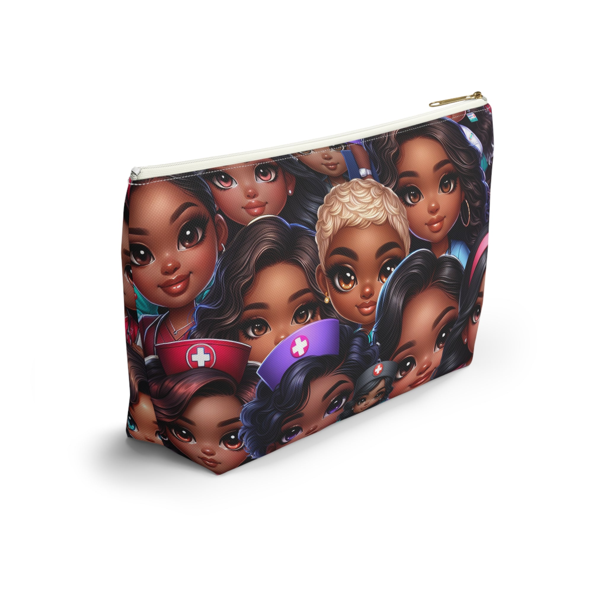 Nurse Diva Pouch, Diverse Faces Accessory Pouch, Unique Makeup Bag, Black Girl Power Pouch, Gift for Her, Nurses Week