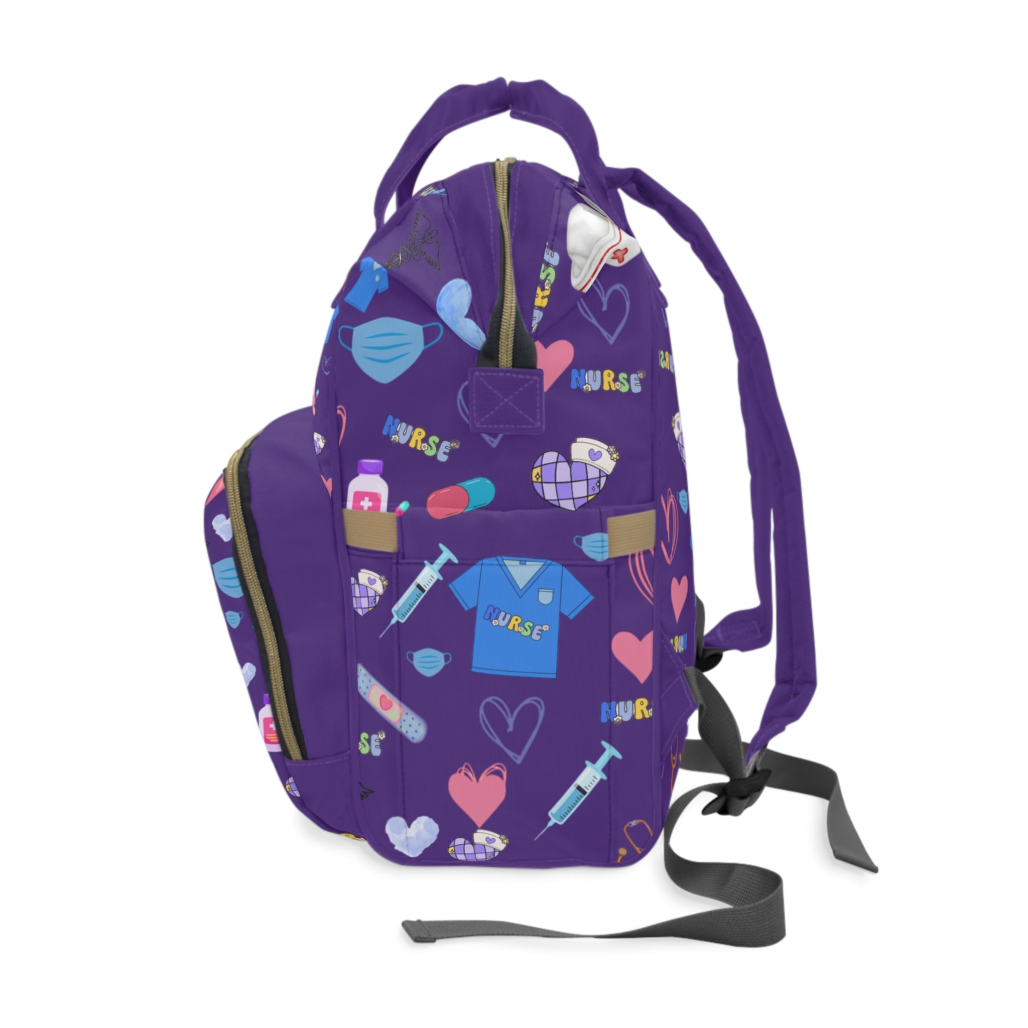 Purple Love Cute Backpack,  Healthcare Bag, Multifunctional Travel Organizer, Nurse Gift, Nurses Week