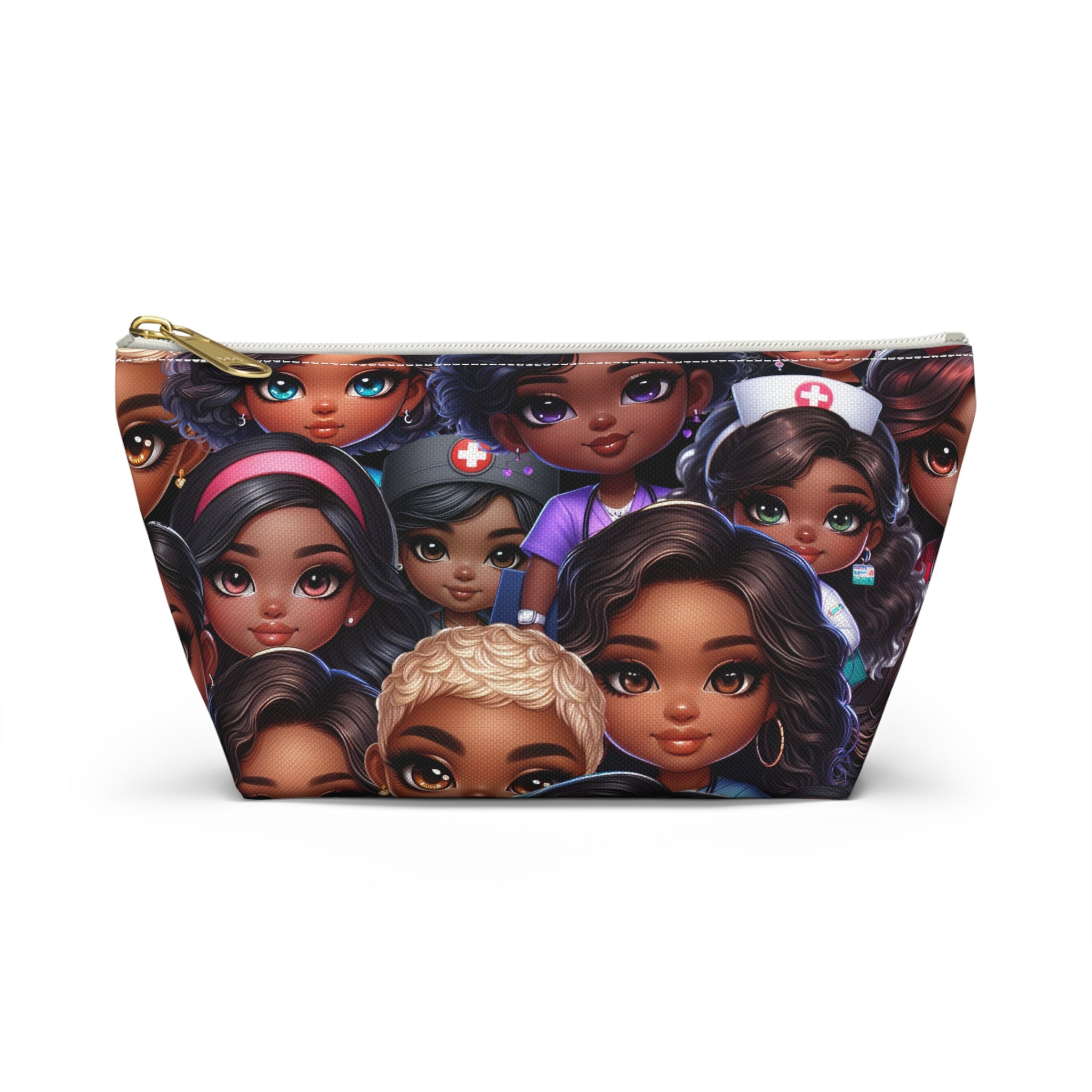 Nurse Diva Pouch, Diverse Faces Accessory Pouch, Unique Makeup Bag, Black Girl Power Pouch, Gift for Her, Nurses Week