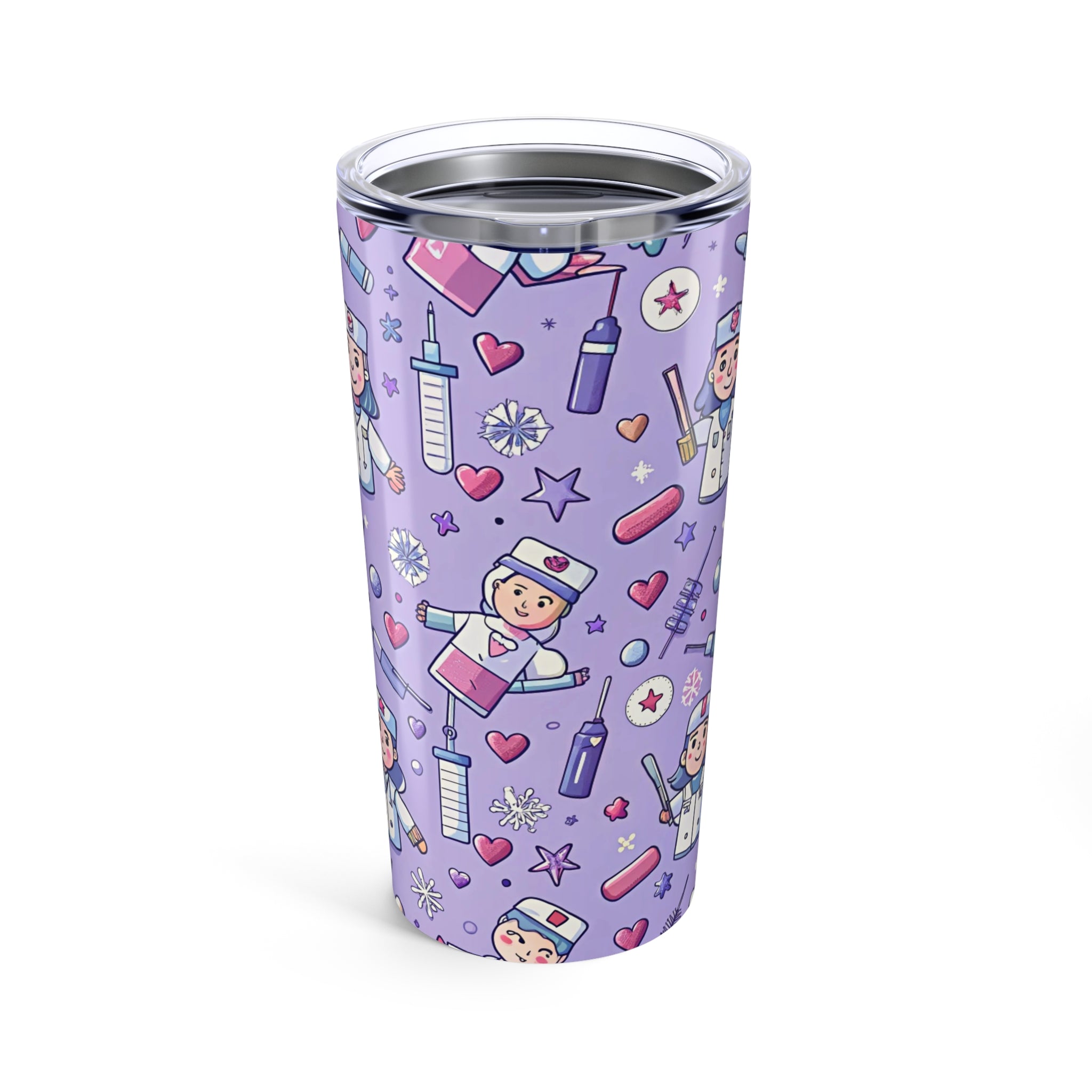 Nurse-Themed 20oz Tumbler, Cute Medical Gifts, Healthcare Professional Mug, Nurse Appreciation, Pink Pattern Travel Mug