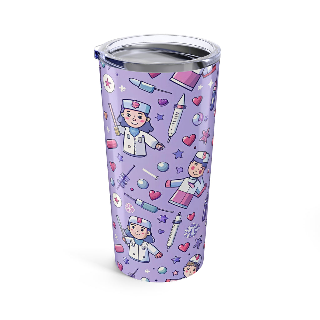 Nurse-Themed 20oz Tumbler, Cute Medical Gifts, Healthcare Professional Mug, Nurse Appreciation, Pink Pattern Travel Mug