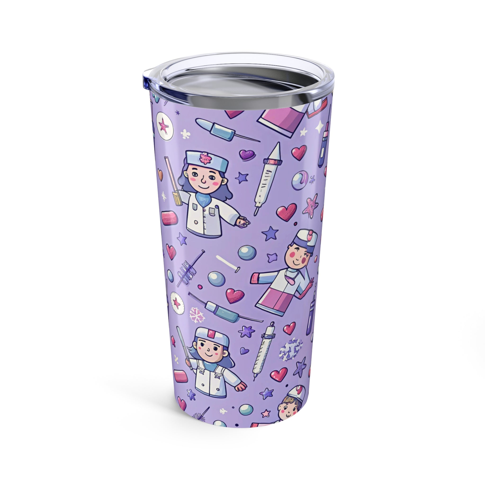 Nurse-Themed 20oz Tumbler, Cute Medical Gifts, Healthcare Professional Mug, Nurse Appreciation, Pink Pattern Travel Mug