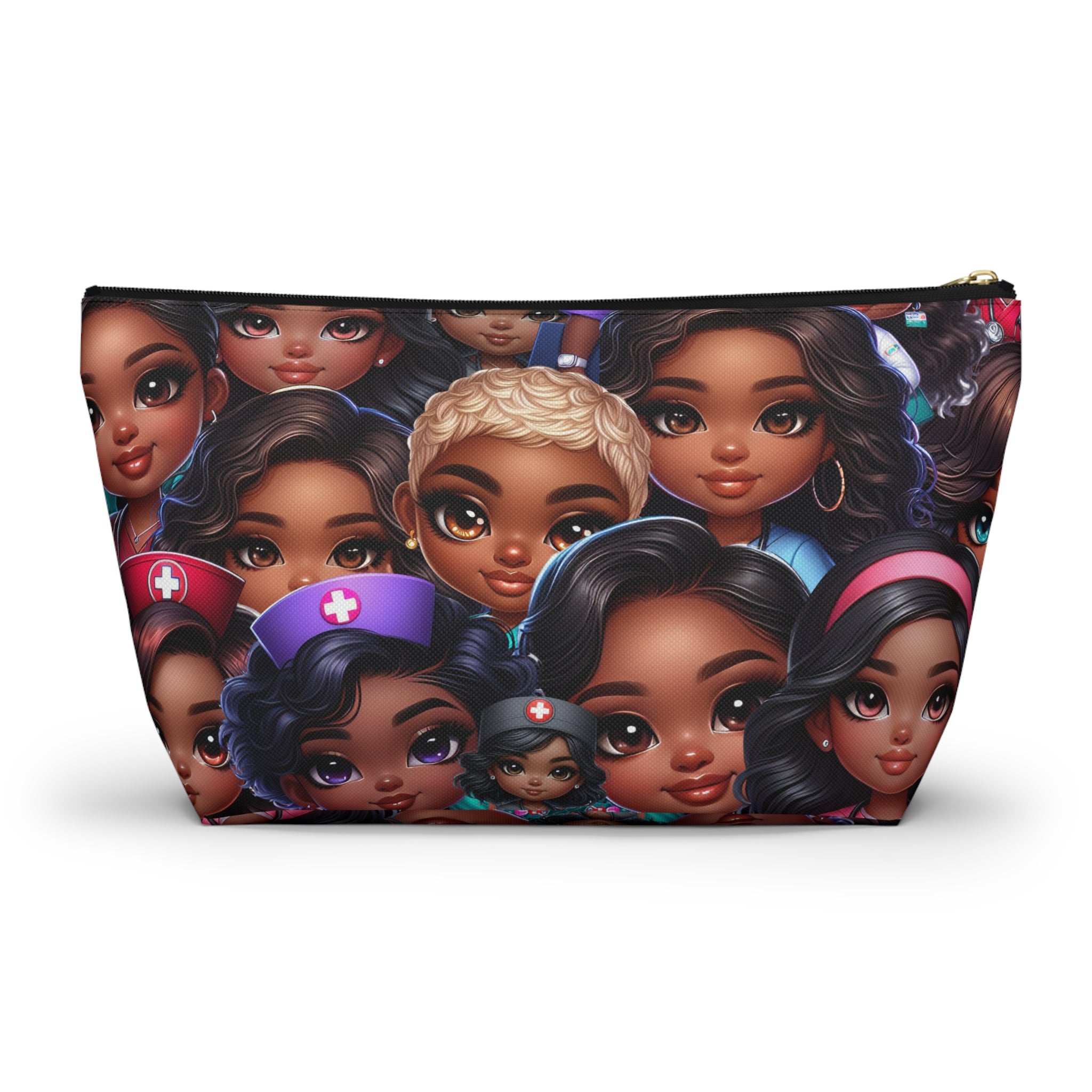 Nurse Diva Pouch, Diverse Faces Accessory Pouch, Unique Makeup Bag, Black Girl Power Pouch, Gift for Her, Nurses Week