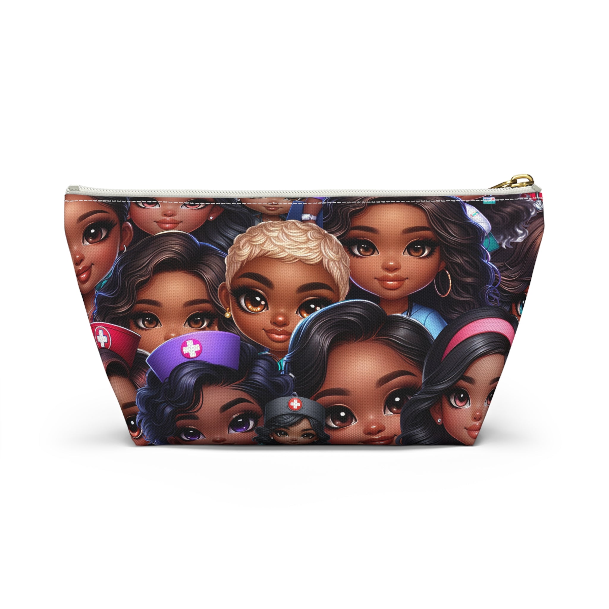 Nurse Diva Pouch, Diverse Faces Accessory Pouch, Unique Makeup Bag, Black Girl Power Pouch, Gift for Her, Nurses Week