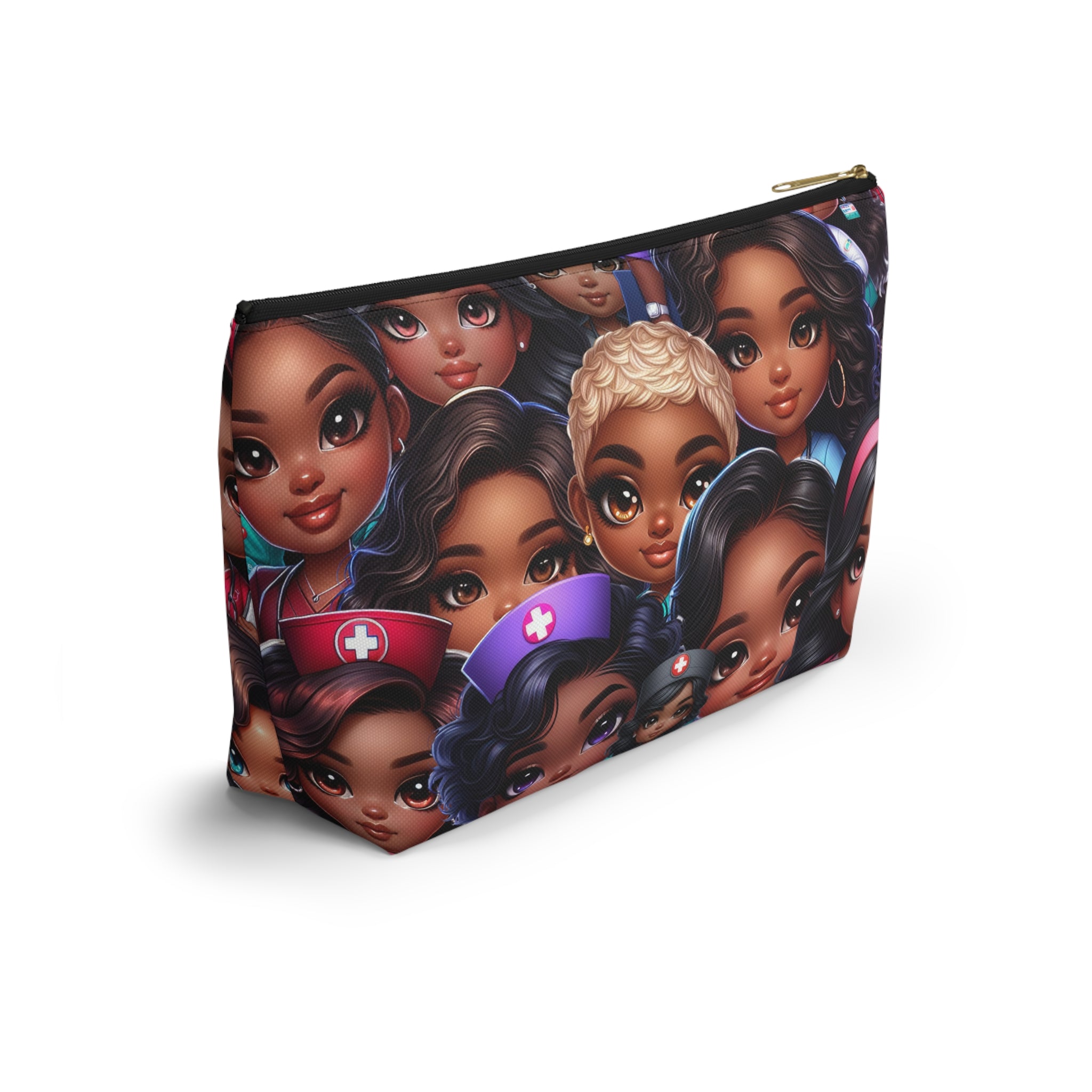 Nurse Diva Pouch, Diverse Faces Accessory Pouch, Unique Makeup Bag, Black Girl Power Pouch, Gift for Her, Nurses Week