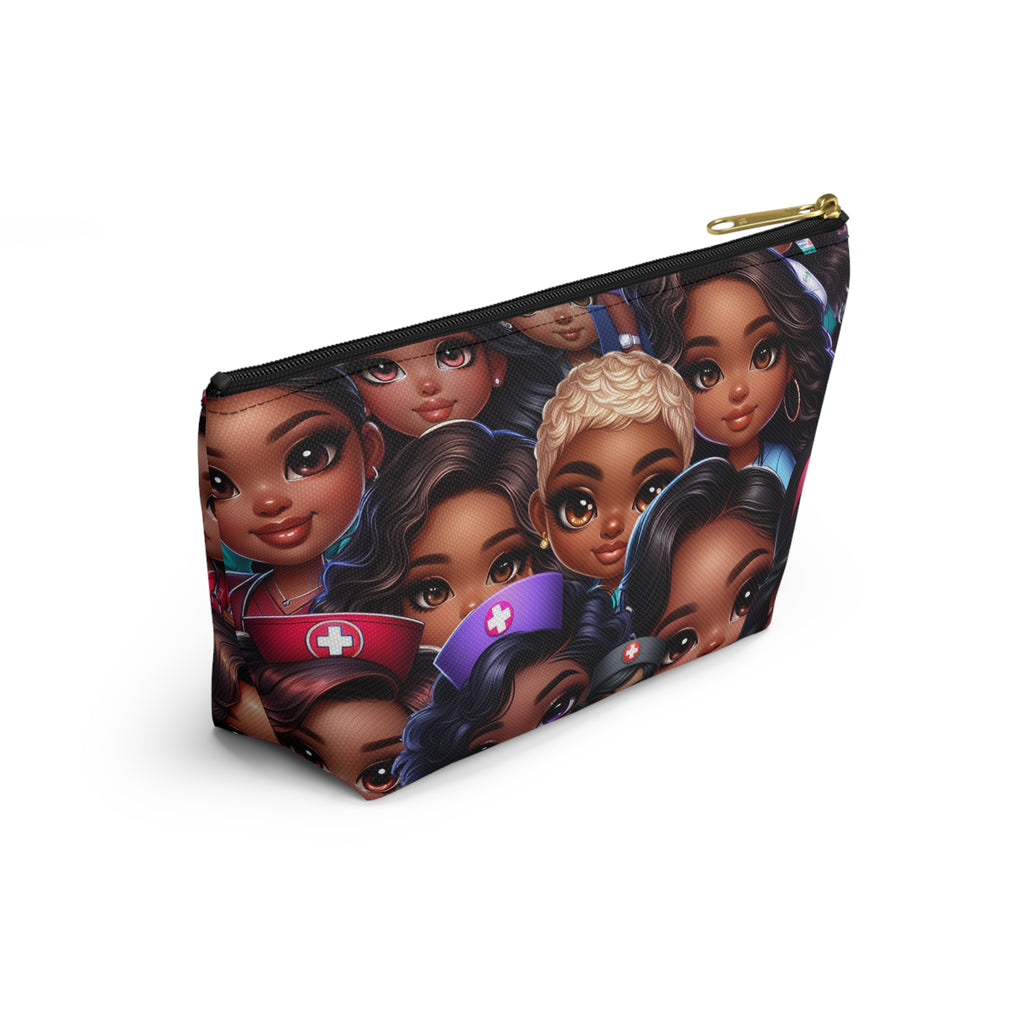 Nurse Diva Pouch, Diverse Faces Accessory Pouch, Unique Makeup Bag, Black Girl Power Pouch, Gift for Her, Nurses Week