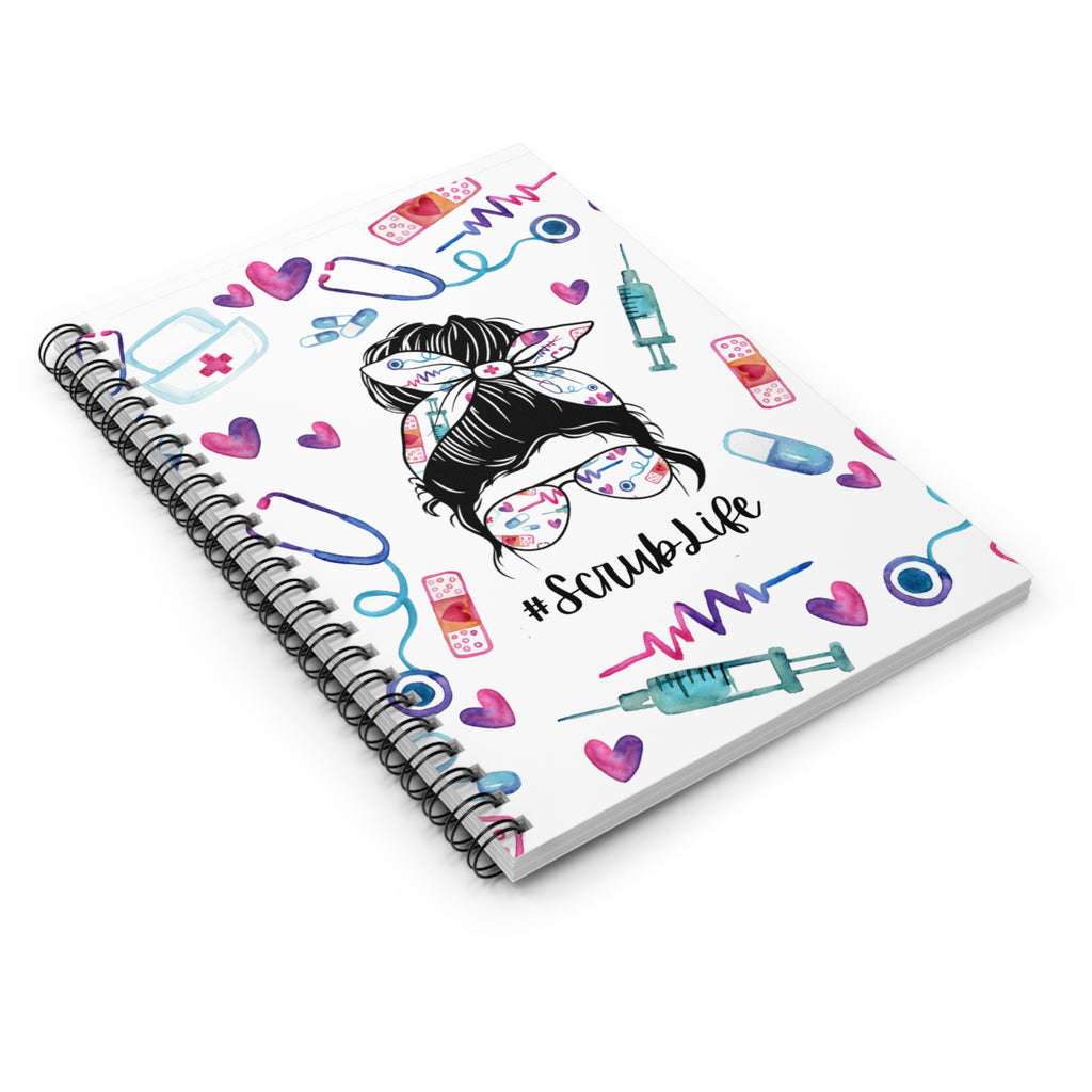 Nurse Inspired Spiral Notebook - #ScrubLife, Medical Journal, Gifts for Healthcare Workers, Cute Stationery, Nurse Appreciation