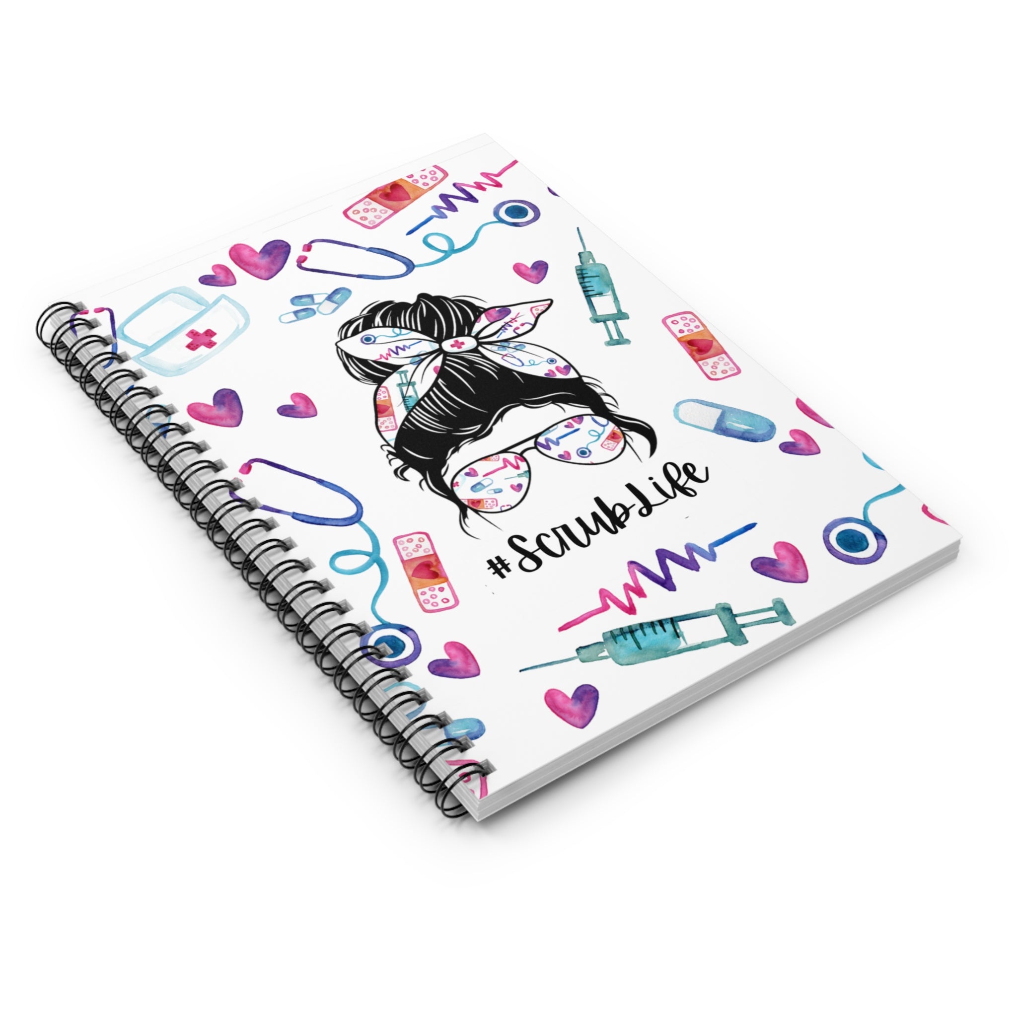 Nurse Inspired Spiral Notebook - #ScrubLife, Medical Journal, Gifts for Healthcare Workers, Cute Stationery, Nurse Appreciation