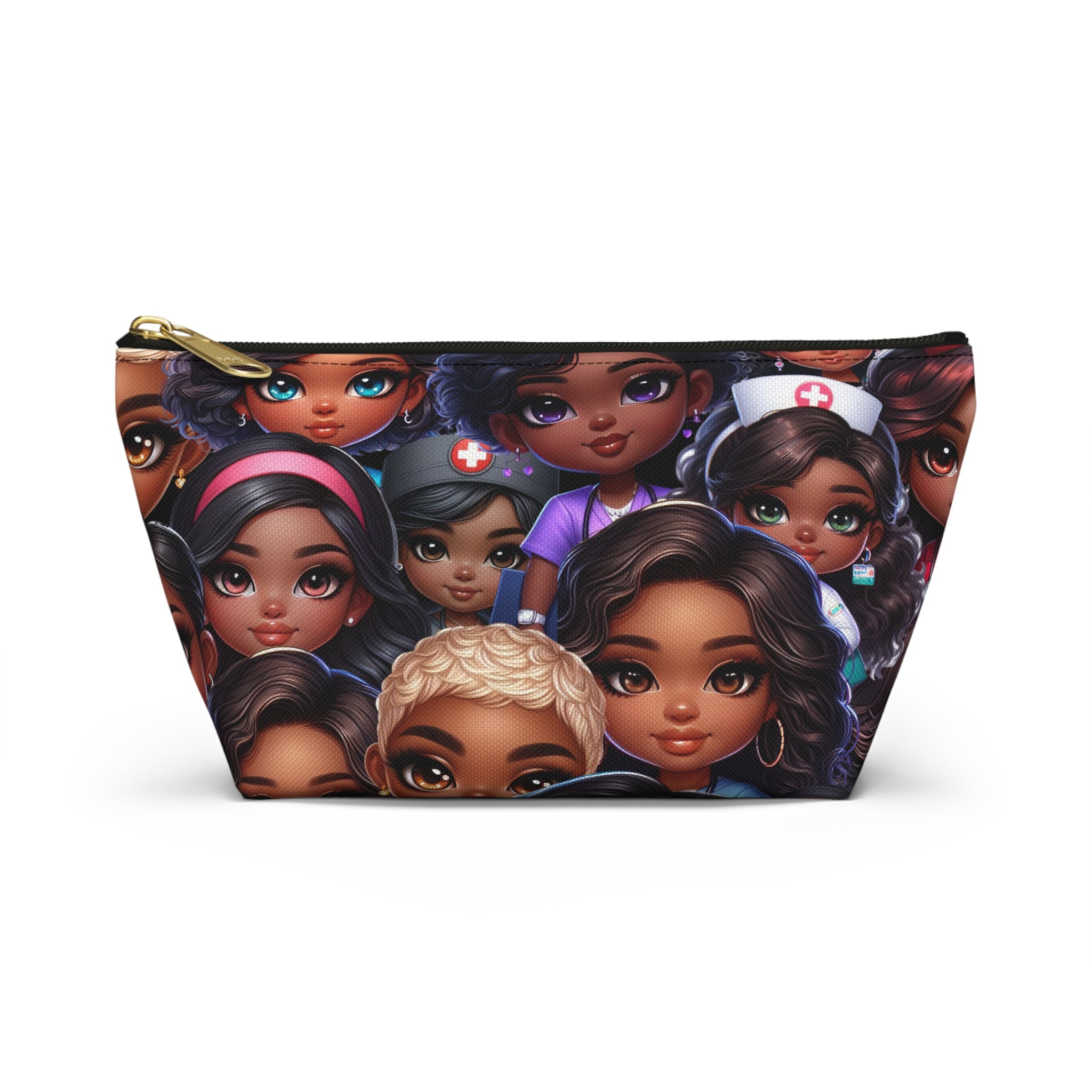 Nurse Diva Pouch, Diverse Faces Accessory Pouch, Unique Makeup Bag, Black Girl Power Pouch, Gift for Her, Nurses Week