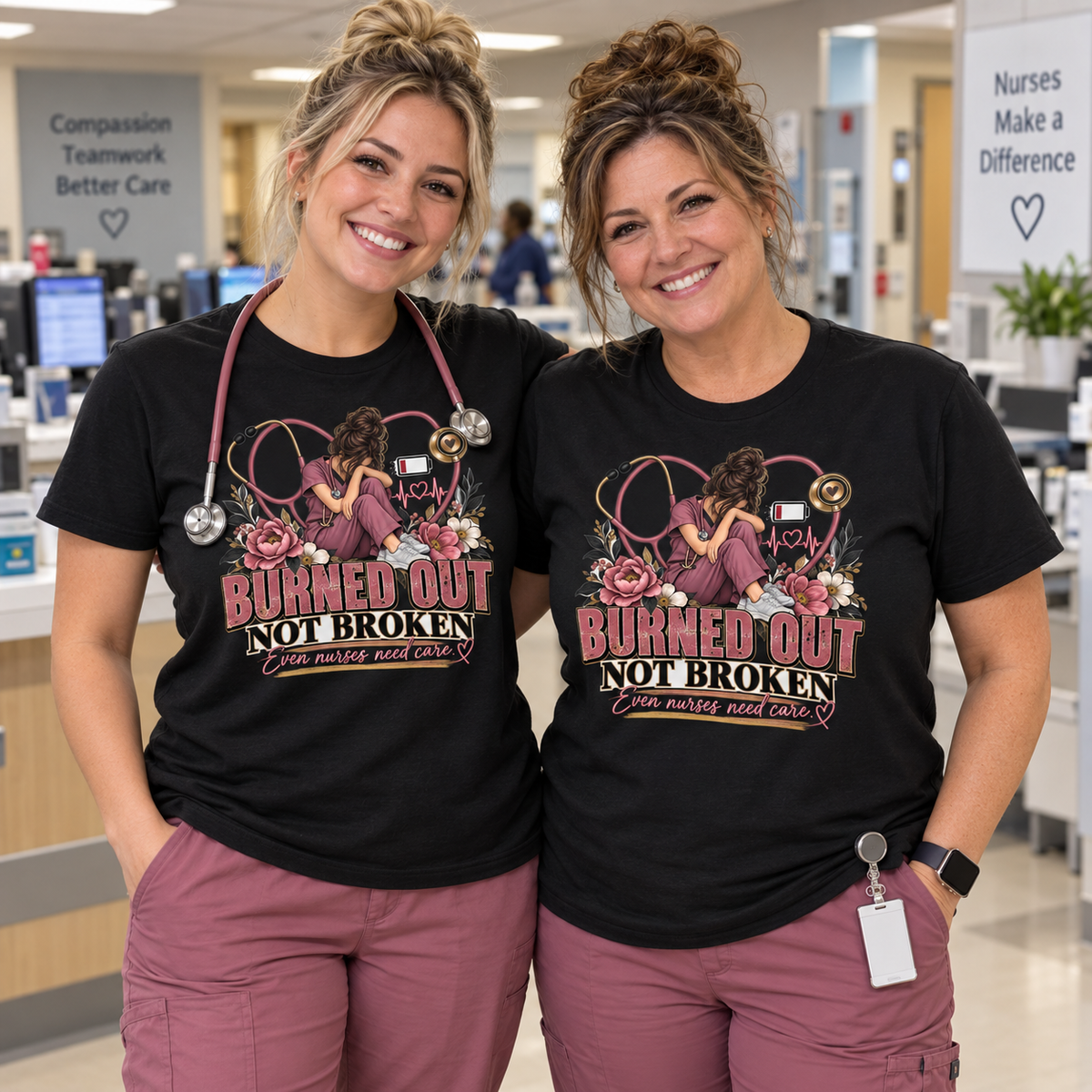 Burned Out Not Broken Nurse Shirt, Nurse Mental Health Tee