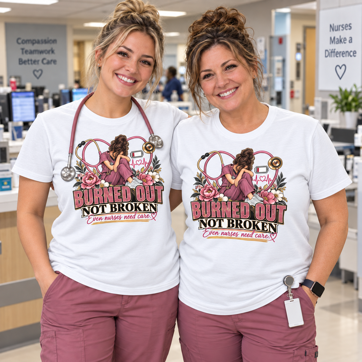 Burned Out Not Broken Nurse Shirt, Nurse Mental Health Tee