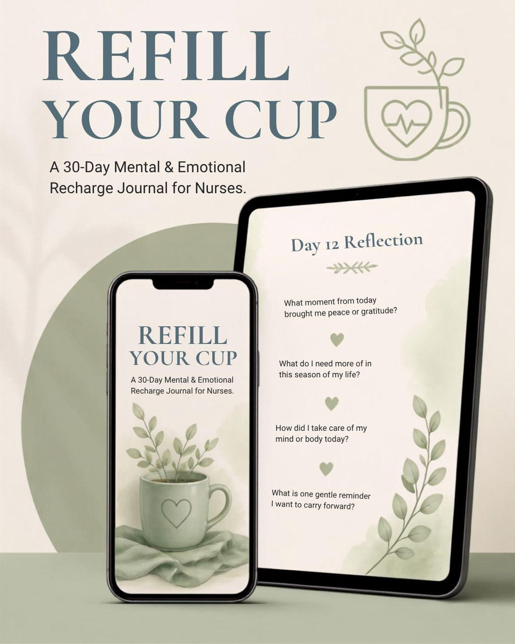 Refill Your Cup: 30-Day Nurse Self-Care Journal | Mental Wellness & Burnout Recovery