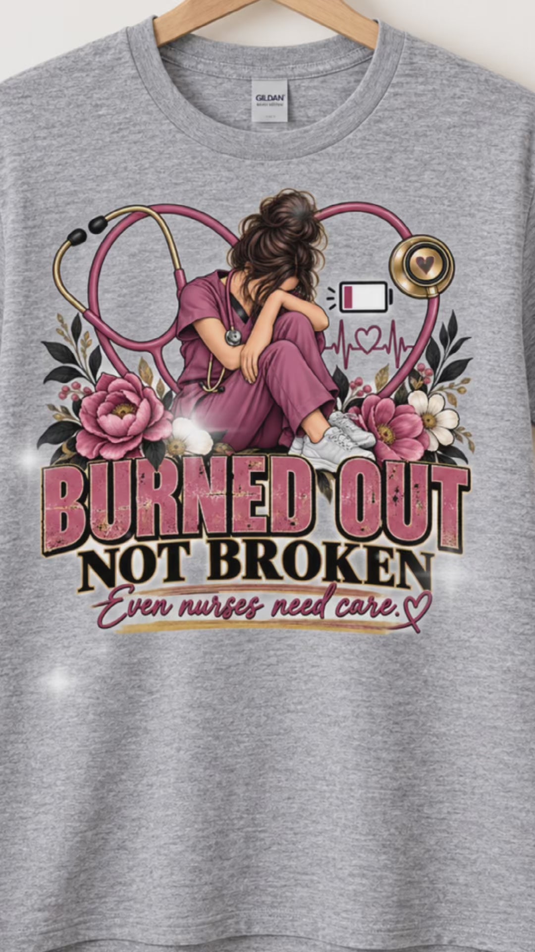 Burned Out Not Broken Nurse Shirt, Nurse Mental Health Tee